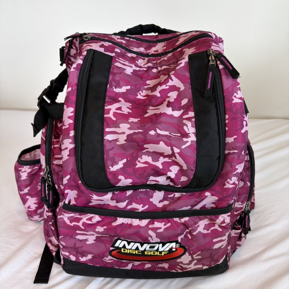 Innova Disc Golf Bag Heropack Pink Purple Black Multiple Compartments Camouflage